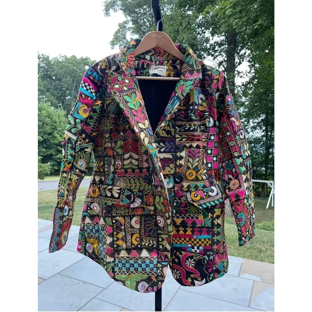 New Free People x Momo New York Frida Vintage Patchwork Blazer Jacket XS - Picture 3 of 5